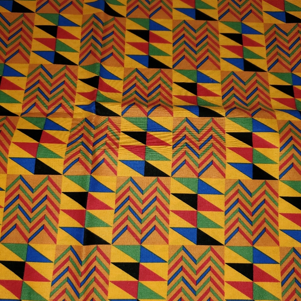 New Geometric Multicolor Cotton Print Apron W/2 Pockets Adult sz Hand Crafted